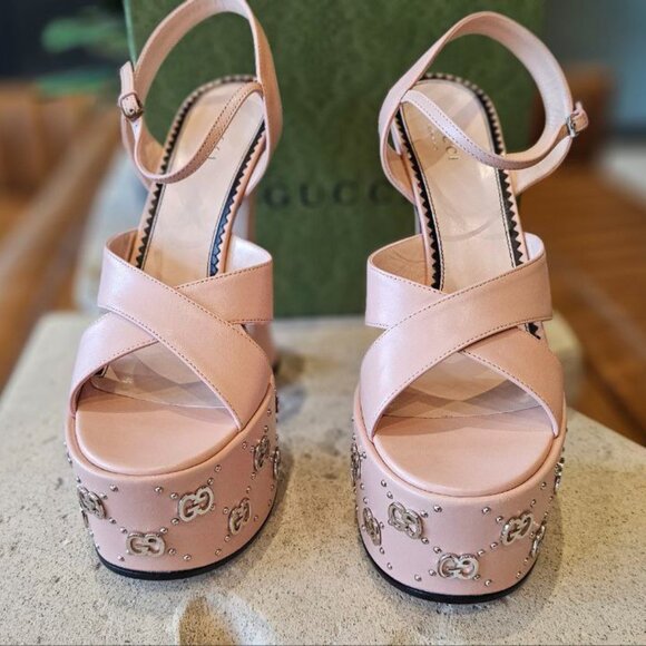 GUCCI Studded leather platform sandals size 38 - Picture 13 of 13